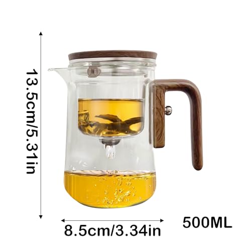 Miniatura 7 de De Vidrio Con Separación De Agua Y Mango De Madera, Mágica Transparente Antiderrames Con Infusor, Multifuncional Para El Hogar Lugar De Trabajo Dormitorio
