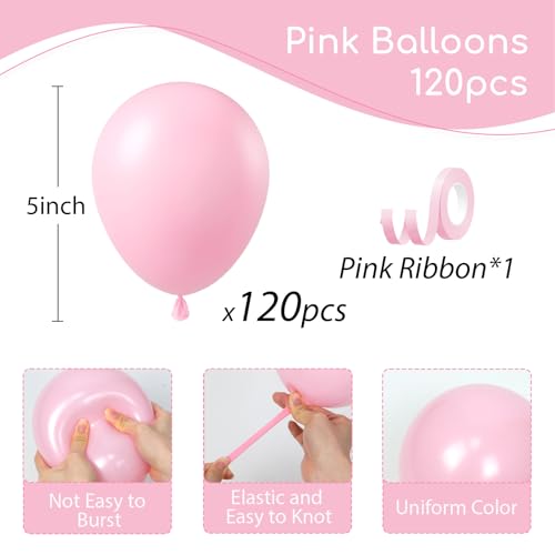 Image of Awenztech 120pcs 5 inch Light Pink Latex Balloons