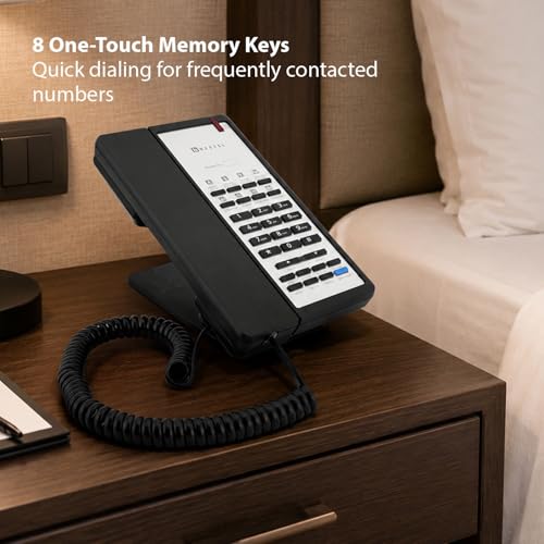 Image of Beetel H96 Corded Hotel Phone,Speaker Phone,8 Guest Service /Speed Dial,Hearing Aid Compatible,Adjustable Headset & Ringer Volume,Inuse /Ringer LED,Desk /Wall Mount,Redial /Pause /Mute /Privacy Guard(Black)