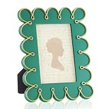 AceOrbit 4x6 Inch Blue Petal Wave Picture Frame Cute Wavy Edge Resin Scalloped Photo Frame for Desktop Display Home Decor Family Friends Wedding Graduation Gifts