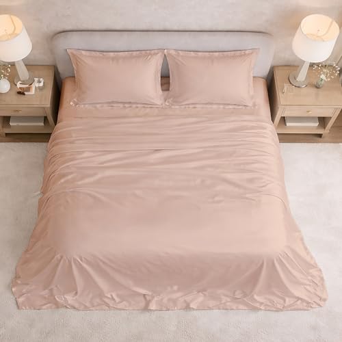 Image of Filbert Satin Bedsheet with 1 Pillow Cover | 60x90 in |300 TC | Midnight Luxe Satin Dreams Collection for Single Bed | UltraSatin Premium Bedding Set | Bear Beige