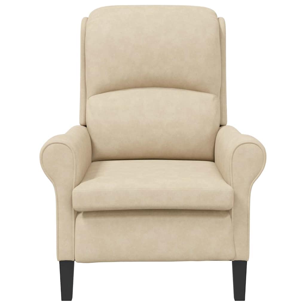 Sillón de microfibra color crema, 76 x 94 x 102 cm, con marco de madera, sillón tapizado para salón, sillón de lectura y sillón de relax, cómodo sillón orejero con acolchado ergonómico