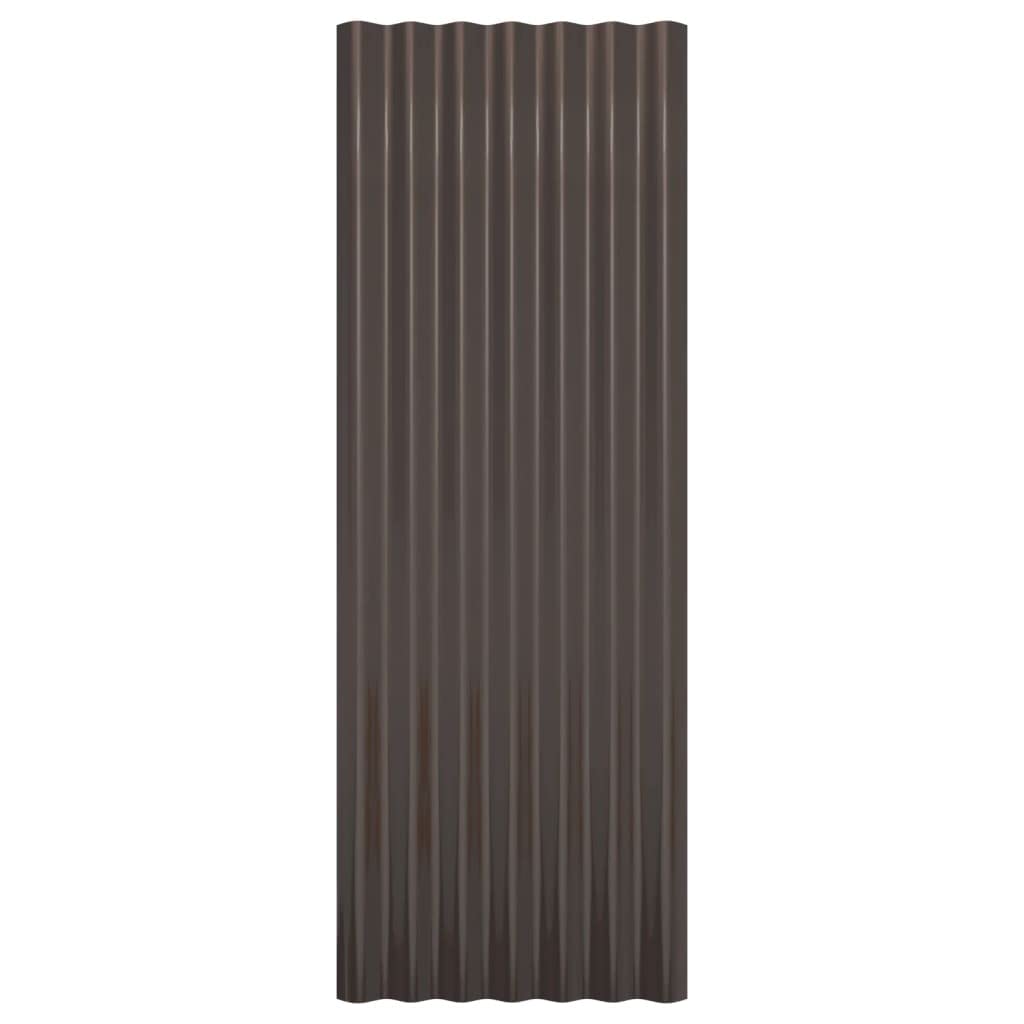Paneles de techo (12 piezas, acero galvanizado, marrón, 100 x 36 cm, placas de techo, chapas de techado para refugios de jardín, establos, locales comerciales, casas móviles