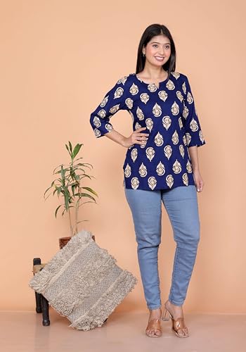 Image of Malikcraft Women's Rayon Printed Short Kurti Stylish Kurta for Women Trendy Short Kurta for Daily & Office Wear PR1