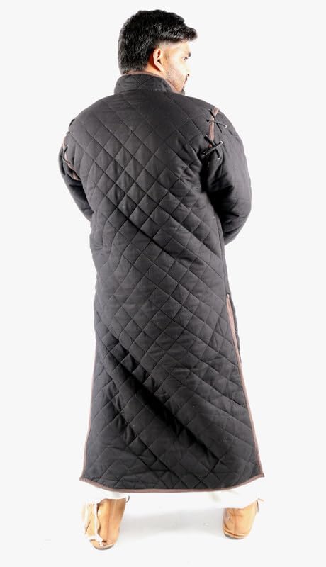 Miniatura 3 de THE MEDIEVALS Medieval grueso acolchado de longitud completa mangas Gambeson capa Aketon chaqueta armadura, tela de algodón