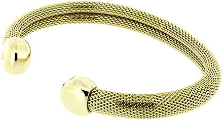 QRAY Milano Gold Steel Golf Athletic Bracelet Men Women C-Shaped Health Wellness Bracelet