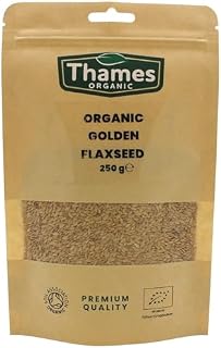 Organic Golden Flaxseed, Linseed -250g- High Fiber, High in Protein, Omega-3s, non-GMO, 100% Natural, Vegan, No Additives or Preservatives, Raw, Superfood  Thames Organic