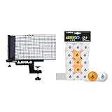 JOOLA 31009 Unisex – Erwachsene TT-Netzgarnitur Avanti Tischtennisnetz & 44206 Tischtennisbälle 3 Sterne Training Advanced 40+ mm Durchmesser Premium Tischtennis Bälle, weiß/orange, 15 Stück