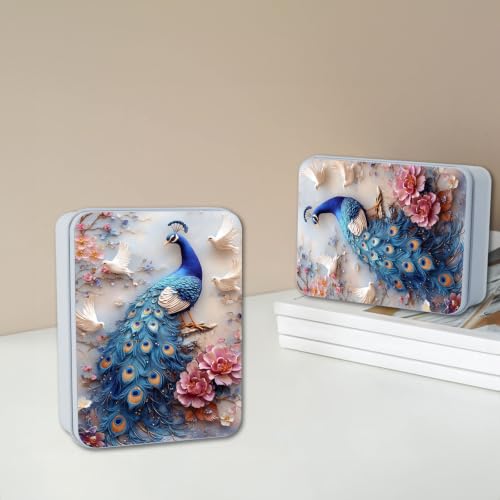Image of Metal Tin Box with Lid, Blue