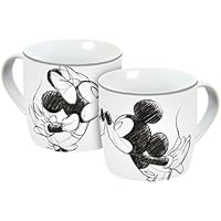 Taza de Mickey Kiss Sketch gris plata, 300 ml, taza de