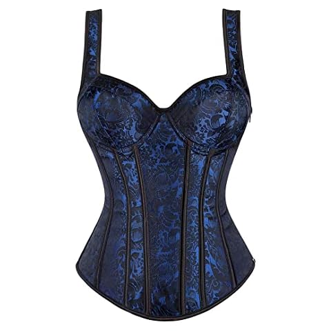 Kranchungel Corsets for Women Plus Size Gothic Corset With Straps Bustiers Top Steampunk Corset Lingerie X-Large Blue Cover