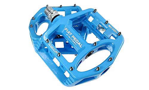 Upanbike Magnesium Alloy Bike Pedals 9/16'' Spindle Bearing High-Strength Non-Slip Large Flat Platform For Mountain Bike Road Bicycle (Blue) #TOP3