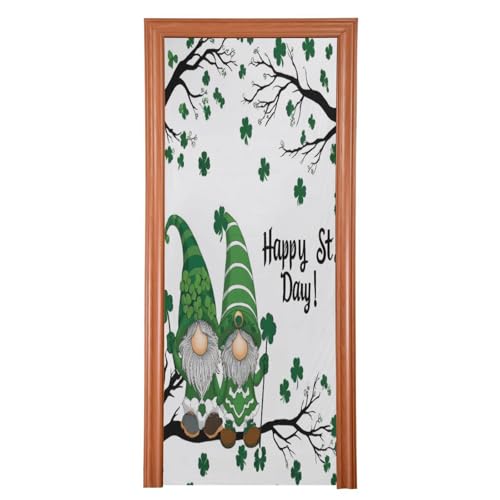 FLildon Shamrock Leaf Gnomes St Patrick's Day Door Cover Decoration, Party Accessory Porch Decor for Festive Ornament Room Door Covers 36 x 98 Inch