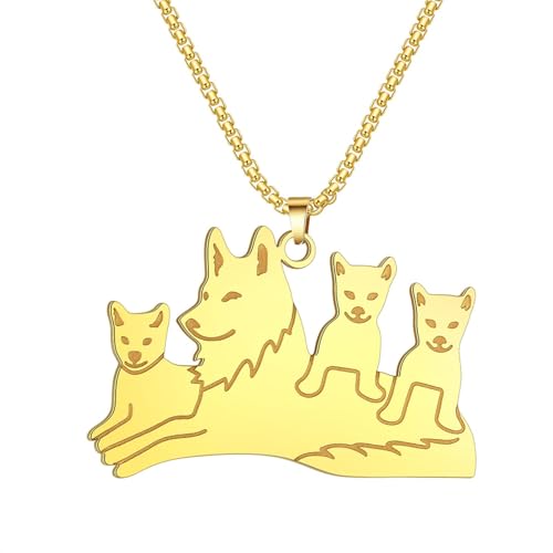 Bijoux punk homme avec pendentif loup vintage et collier chiots