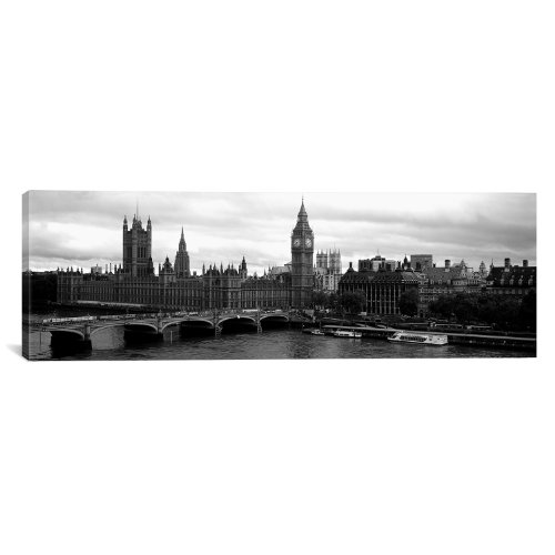 iCanvasART Westminster Bridge Across a River London, England by Panoramic Images Canvas Art Print, 36 by 12-Inch