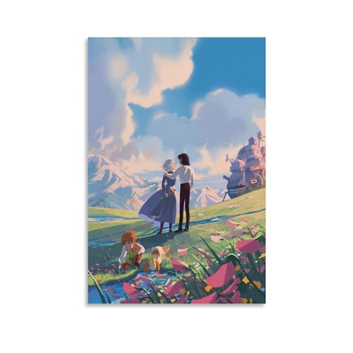 Image of Howl's Moving Castle Movie Poster 4 Wall Art Canvas Print Poster Home Bathroom Bedroom Office Living Room Decor Canvas Poster Unframed: 12"x18"