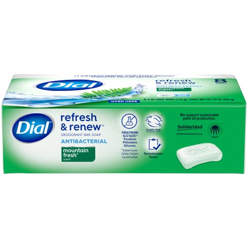 Dial Antibacterial Bar Soap, Refresh & Renew, Mountain Fresh, 4 oz, 32 Bars (Pack of 3) - image 9