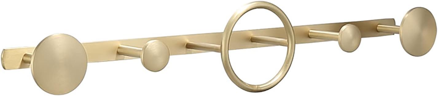 Coat Hooks Brushed Gold 20 Inch Robe Hook Wall Mounted Brass Towel Hook Heavy Duty Shower Hook for Kitchen, Home, Office, Screw Installation