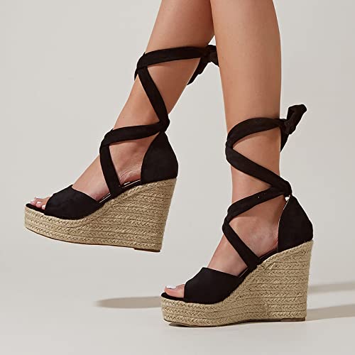 Sandales compensées noires taille 41 avec semelle soft amortissante