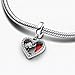 ZURWTCH Red Heart & Keyhole Double Dangle Charm Fit Women Bracelet Necklaces Fashion Gifts 925 Sterling Silver DIY Jewelry (Red Heart & Keyhole Double Dangle Charm 0998)