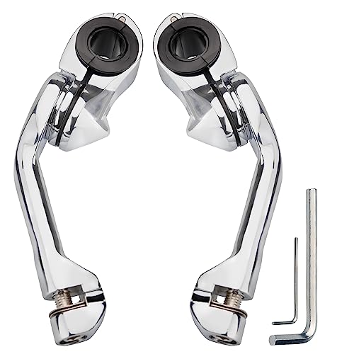 VG MOTO Motorcycle 1.25" Long Angled Highway Footpegs Crash Bar Footrests with Clamps Mounts kit Compatible with Harley Touring Sportster Softail Road Glide with 1 1/4 inch Engine Guard