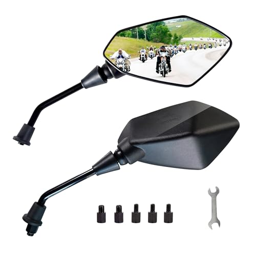 MAMIKO Universal Motorcycle Rear View Mirrors for M8 M10 Threaded Bolt Double Take Mirror Mount Compatible with Motorcycle Scooter Moped Polaris Sportsman Honda ATV Dirt Bike Cruiser by Mamiko - Used condition - US$14.92