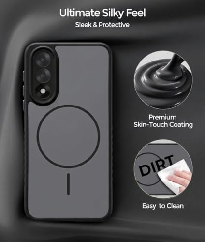 Image of VONZEE Matte Magnetic Case Compatible for OnePlus Nord 5 5G Wireless Charging Shockproof Anti-Scratch TPU PC Slim Fit Full Protection Phone Cover for OnePlus Nord 5 5G-Black