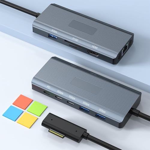New Surface Dock, 11-in-1 MS Surface Docking Station 4K@60HZ HDMI, Surface Travel Hub for Surface Pro 11/10/9/8/X/7/6/5/4/3, Surface Laptop 6/5/4/3/2/1, Laptop Go 3/2/1, Surface Book