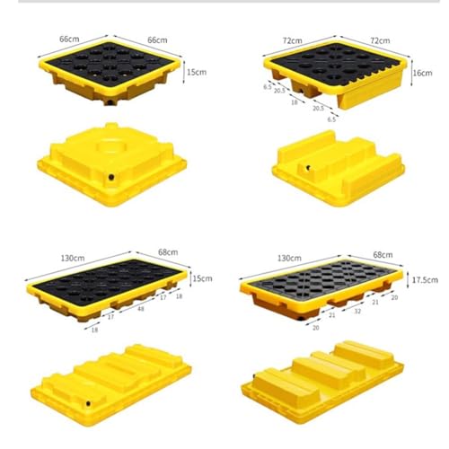 XBTGS Pallet di contenimento industriale per stoccaggio a prova di perdite, piattaforma modulare per fusti dell'olio e sicurezza in laboratorio, giallo-130 x 68 x 15 cm, giallo-130 x 68 x 15 cm