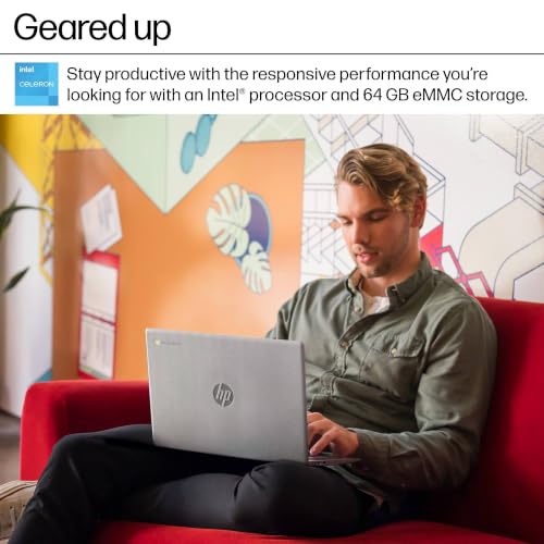 Image of HP Chromebook 14 Laptop for Everyday Schoolwork, Intel Celeron Processor