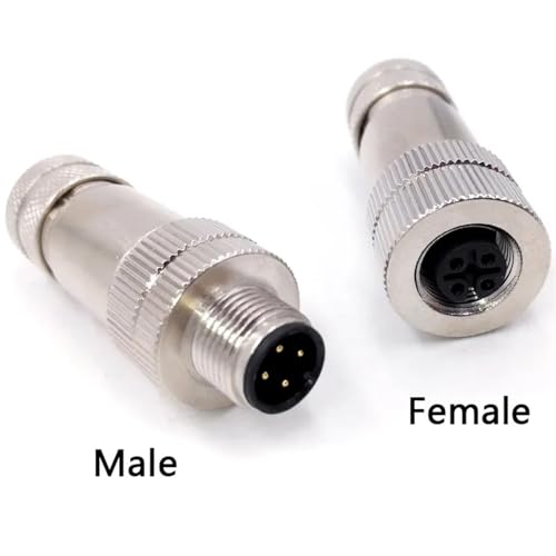 Conector M12 de metal con inserto macho de 8 pines tipo A altamente resistente 6