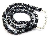 BEADS GEMSTONE Obsidian Edelstein Briolette Schwarz Faceted Cube Perlen 6mm 19 Zoll 1 Strand Halskette Snowflake Obsidian Cubes Code-HIGH-47645, Edelstein Metall Stein