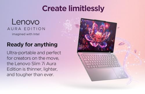 Image of 2025 Lenovo Slim 7i Aura Edition, 14 inch 100% DCI-P3 OLED Touch, Copilot+ PC, Ultra 7 258V(Beats Ultra 7 155U), 32GB RAM, 2TB SSD, Wi-Fi 7, Win 11, 5MP RGB+IR Cam, Thunderbolt, 2.84 lbs, W /Wireless Mouse