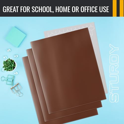 Image of Better Office Products 2 Pocket Glossy Laminated Brown Paper Folders, Box of 25, Letter Size, Brown Paper Portfolios