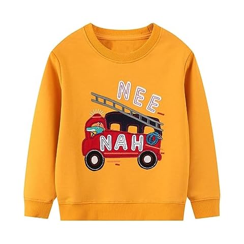 HOMAGIC2WE Little Boy Sweatshirt Long Sleeve Knit Cotton Pullover Applique Casual Sports Yellow Cute Shirt Tops 4T Cover