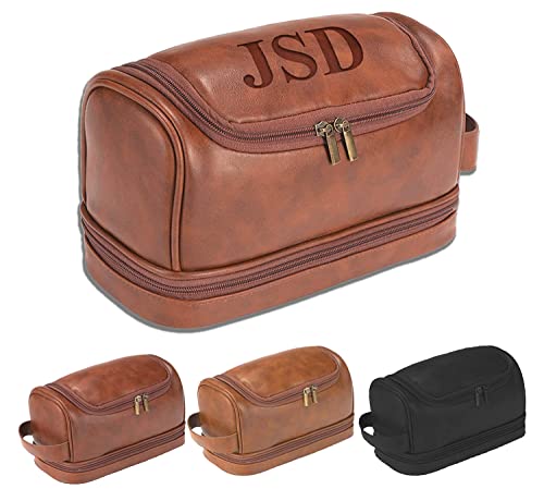 Trousse de toilette personnalisée grand volume en cuir pour ranger tous les soins homme sans désordre