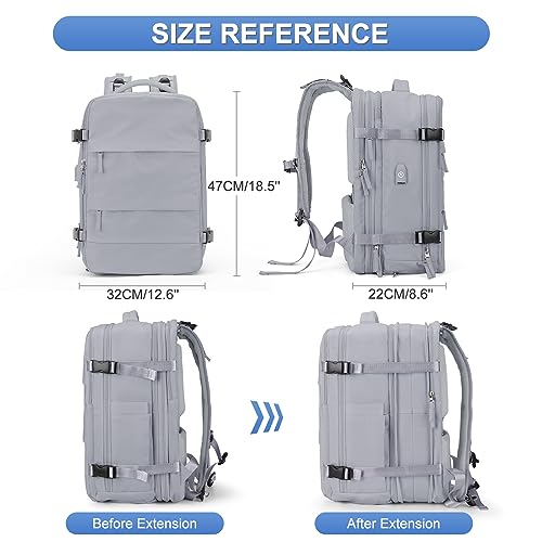 Image of coofay Expandable Backpack For Traveling On Airplane Carry On Backpack Flight Approved Personal Item Travel Backpack For Women Men Airline Approved Gym Bag With Shoe Compartment Travel Weekender Bag