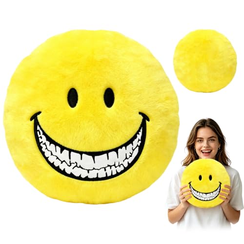 9.8 In Verity Plush, Horror Yellow Round Smiley Face Pillow ARG Plush Toy