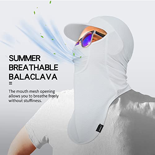 Sunmeci Balaclava Sun Protection Breathable Brim Full Face Mask Cooling Fishing Boating Cycling Sun Mask For Men Women White #TOP6