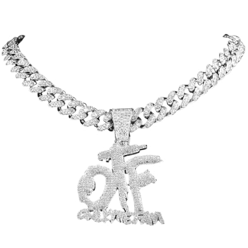 New 2026 Unisex Hip Hop Only The Family Otf Crystal Letter Pendant Necklaces For Women Men Miami Iced Out Cuban Chain Necklace Punk Jewelry Gift With You Accessories Trendy Creative For Women And Men