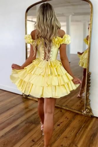 Off-Shoulder Ruffles Homecoming Dresses Tiered Short Mini HOCO Graduation Party Cocktail Gowns2