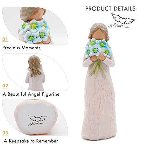 Guardian Angel Figurine, Forget Me Not - Hand Carved Praying Angel Sculpture, Encouragement Present, Home Decoration Gift to Show Love, Sympathy, Gratitude, Bereavement, Friendship or Prayer
