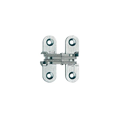 SOSS Mortise Mount Invisible Hinges with 4 Holes, Zinc, Satin Chrome Finish, 1-3/4