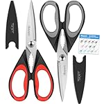 iBayam Kitchen Scissors All Purpose Heavy Duty, Kitchen Utensils Set, Stainless Steel Cooking Utensils Gadgets, Meat Poultry Food Shears Dishwasher Safe Utility Tools Home Gift, with Protective Sheath