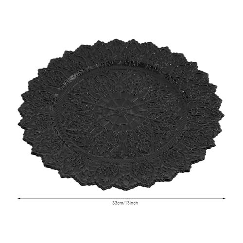 50 Platos Cargadores Antiguos Redondos 13" Negro miniatura 5