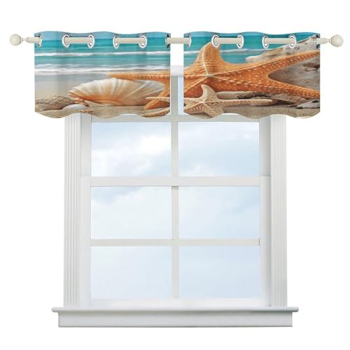 Cortinas opacas de estrella de mar para ventanas de cocina y decoración marina 2