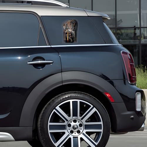 Image of Premium Jesus Car Decal - Lion of Judah with Fighter Warrior Design - Durable & Waterproof Christian Vinyl Sticker for Car, Truck, Window, Laptop, Bumper - 8.87 x 5.86 Inches