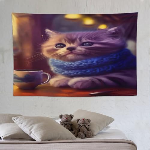 Tenture esthétique chat PAZZK pour créer un cocon zen dans votre chambre à coucher