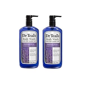 Dr. Teal’s Lavender Body Wash Gift Set (2 Pack, 24oz Ea.) – Soothe & Sleep Lavender with Essential Oils Blended with Pure Epsom Salt – Ease Aches & Pains, Alleviate Daily Stress at Home