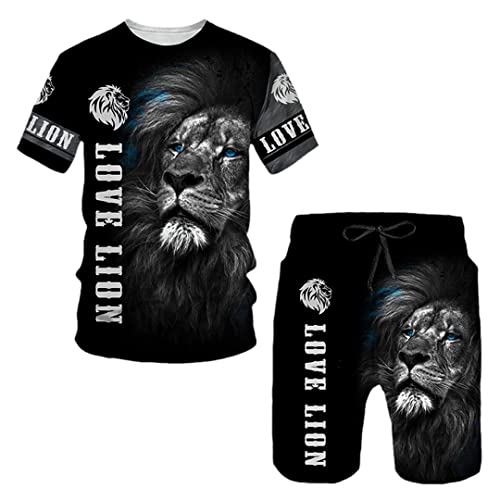 Ensemble T-shirt lion 3D et short homme ts1263 taille M